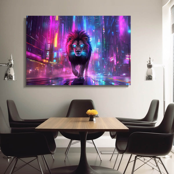 Lion Wall Art Cyber Glow | MusaArtGallery™