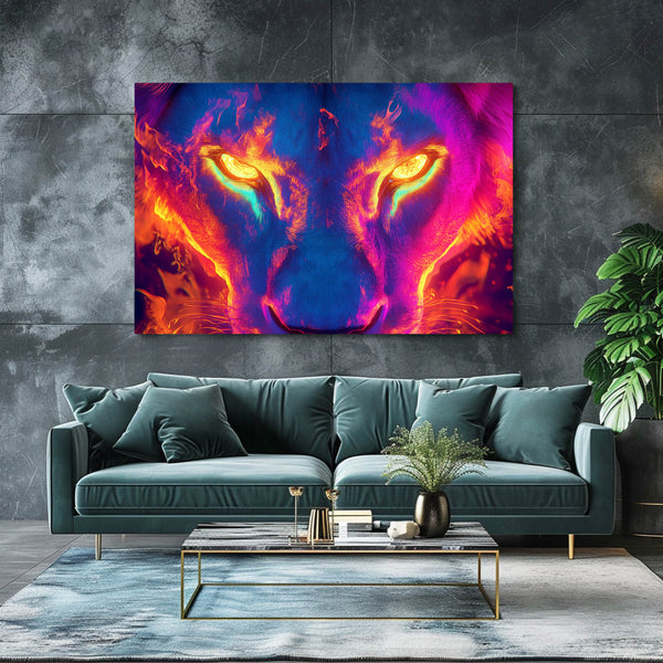 Lion Wall Art Fiery Gaze | MusaArtGallery™