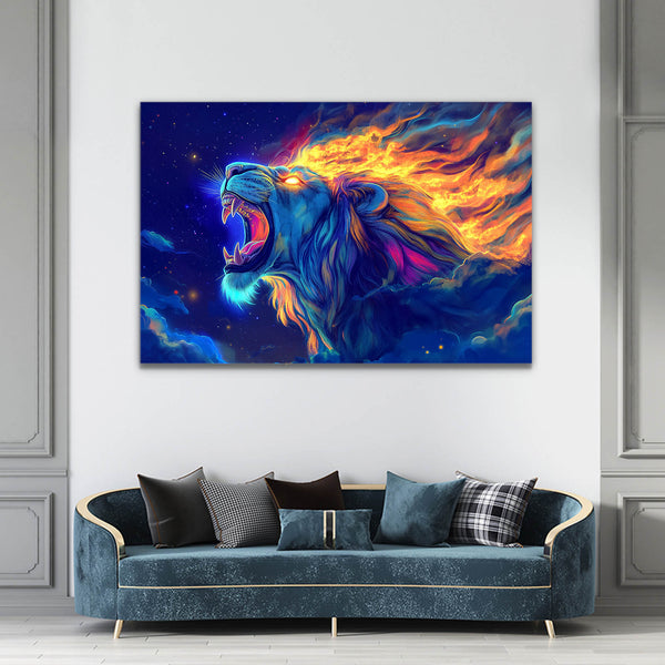 Lion Wall Art Fire Roar | MusaArtGallery™