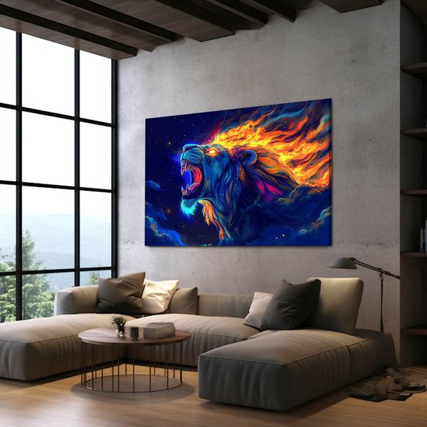 Lion Wall Art Fire Roar | MusaArtGallery™