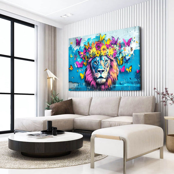 Lion Wall Art Floral Majesty | MusaArtGallery™