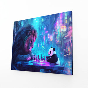 Lion Wall Art Neon Chess | MusaArtGallery™