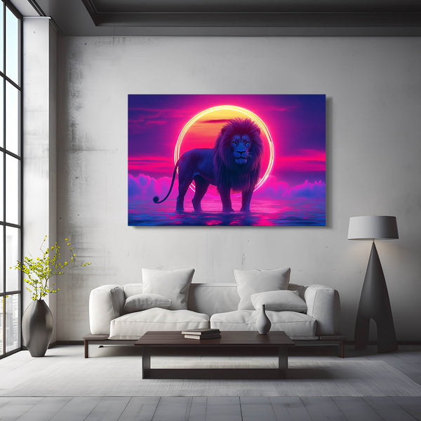 Lion Wall Art Neon Horizon | MusaArtGallery™