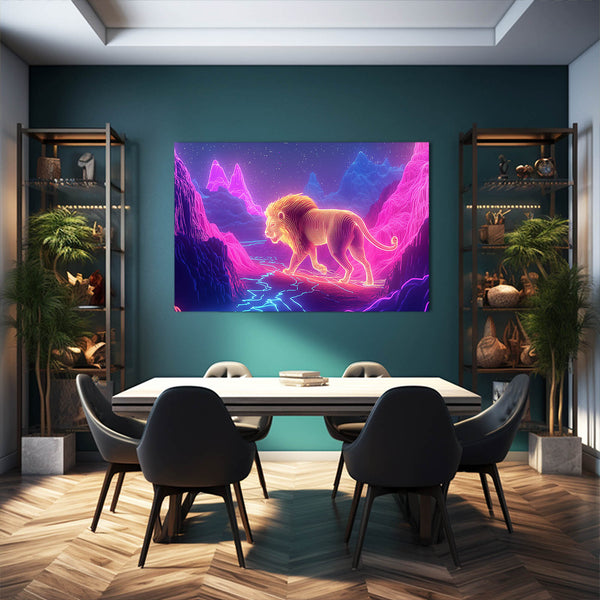 Lion Wall Art Neon Journey | MusaArtGallery™