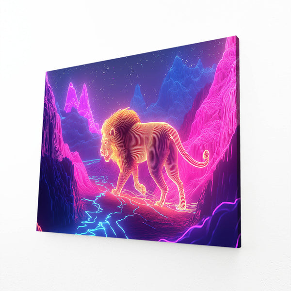 Lion Wall Art Neon Journey | MusaArtGallery™