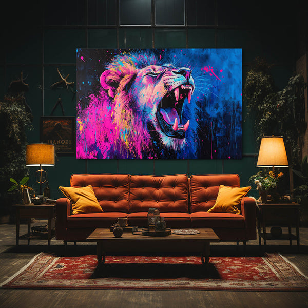 Lion Wall Art Roaring Canvas | MusaArtGallery™