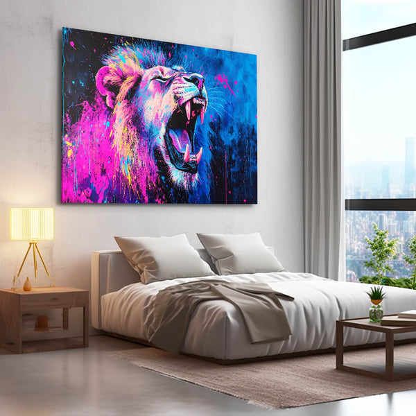 Lion Wall Art Roaring Canvas | MusaArtGallery™