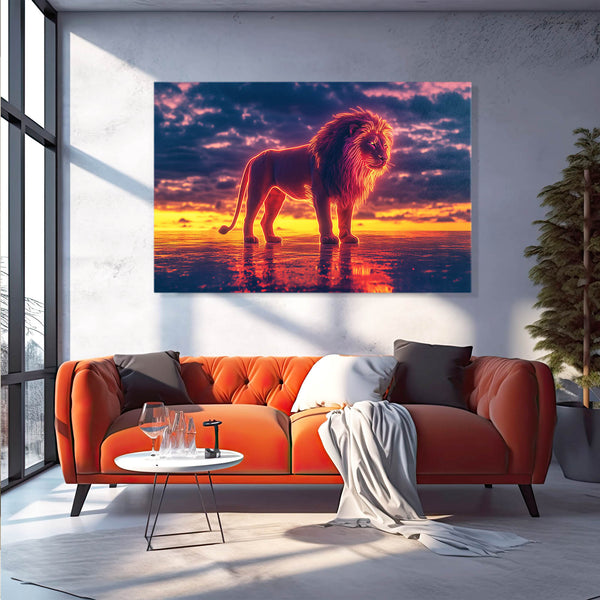 Lion Wall Art Sunset Majesty | MusaArtGallery™