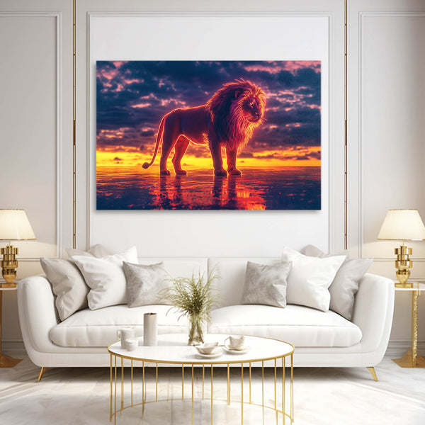 Lion Wall Art Sunset Majesty | MusaArtGallery™