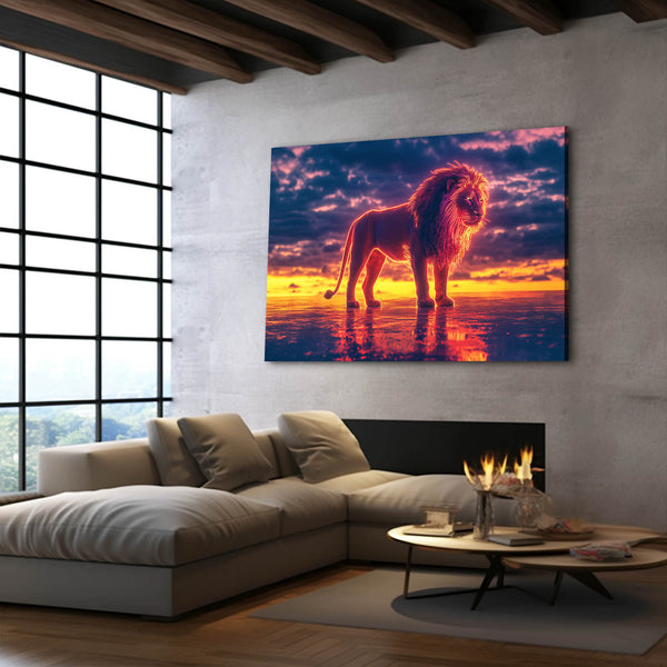 Lion Wall Art Sunset Majesty | MusaArtGallery™