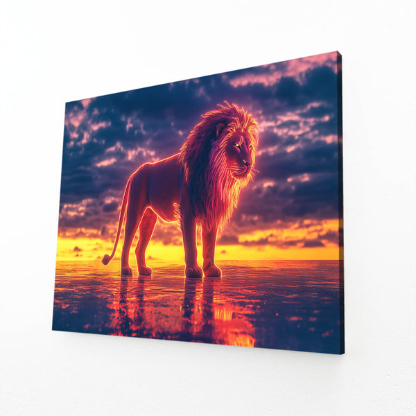 Lion Wall Art Sunset Majesty | MusaArtGallery™