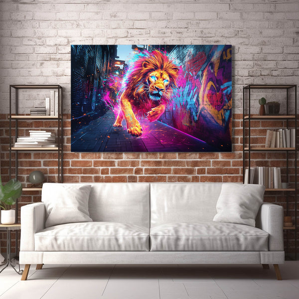 Lion Wall Art Urban Glow | MusaArtGallery™