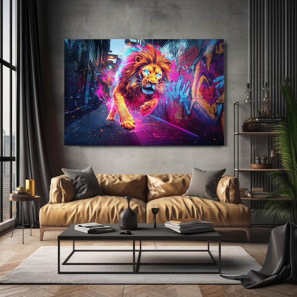 Lion Wall Art Urban Glow | MusaArtGallery™