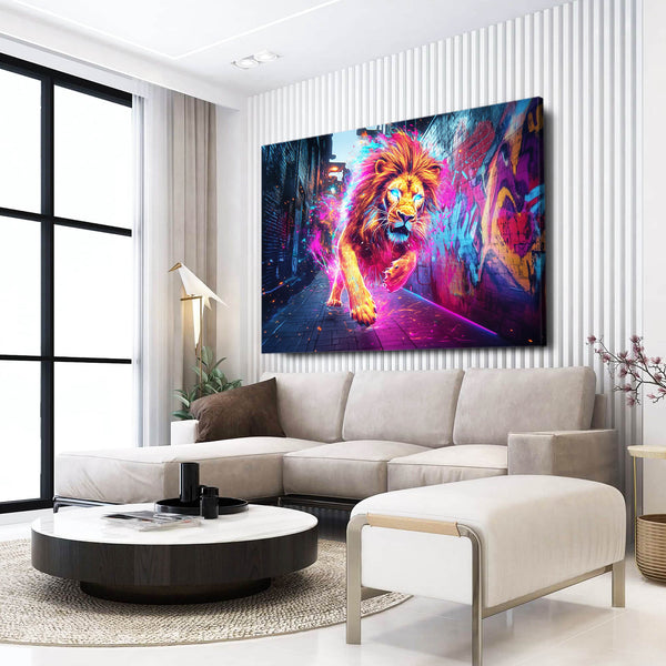 Lion Wall Art Urban Glow | MusaArtGallery™