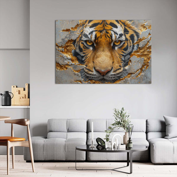 Living Room With Tiger Wall Art | MusaArtGallery™