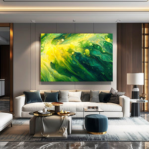 Luminous Flow Green Abstract Art | MusaArtGallery™