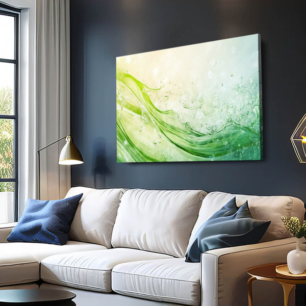 Luminous Wave Green Abstract Art | MusaArtGallery™