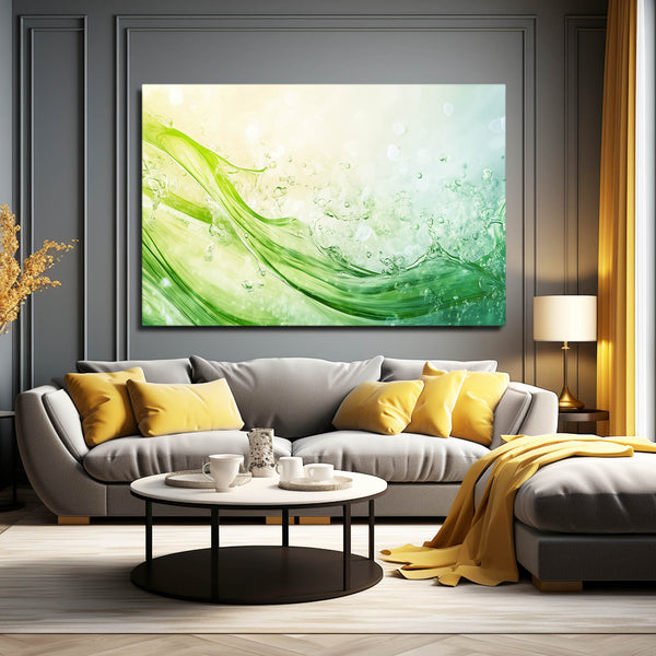 Luminous Wave Green Abstract Art | MusaArtGallery™