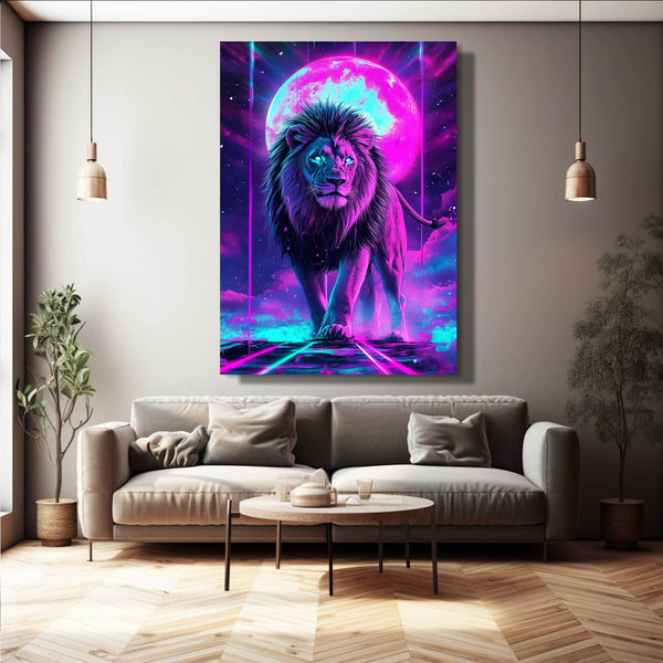 Lunar Glow Lion Wall Art | MusaArtGallery™