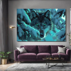 Lunar Wolf Canvas Art  | MusaArtGallery™