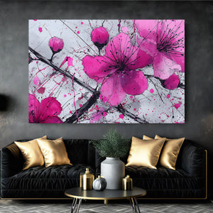 Magenta Cherry Blossom Flower Art