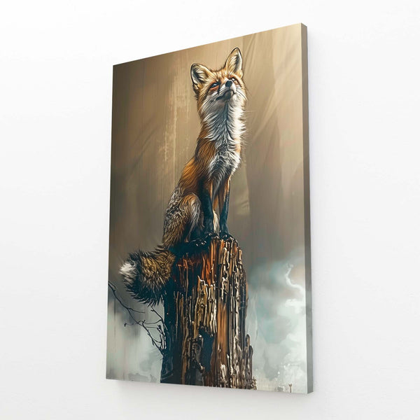 Majestic Fox on Stump Art | MusaArtGallery™