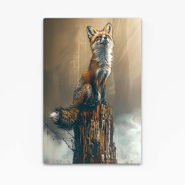 Majestic Fox on Stump Art | MusaArtGallery™