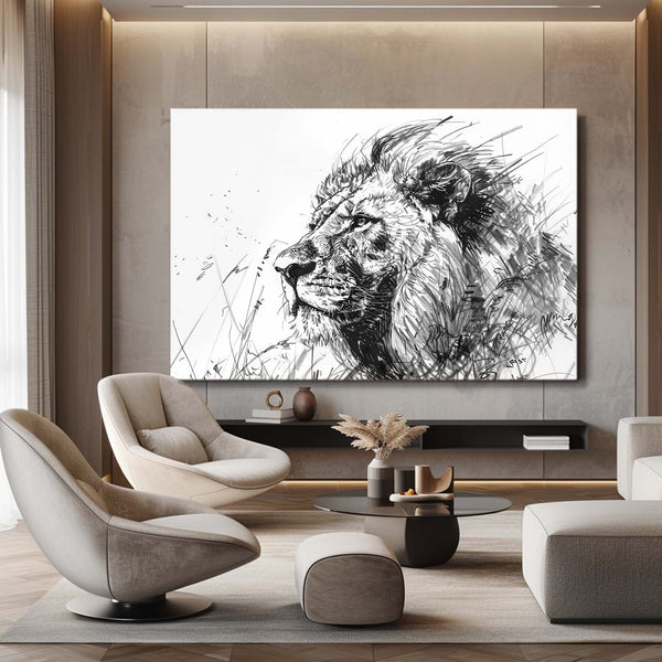 Majestic Sketch Lion Wall Art | MusaArtGallery™