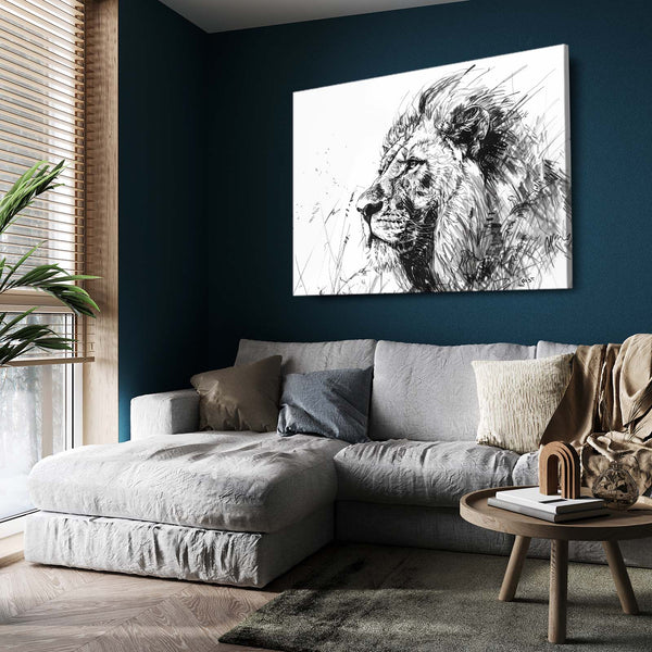 Majestic Sketch Lion Wall Art | MusaArtGallery™