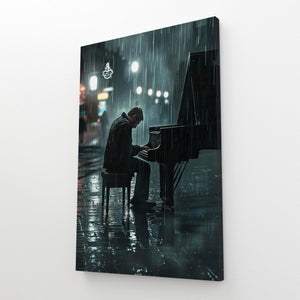 Man With Raining Piano Art  | MusaArtGallery™