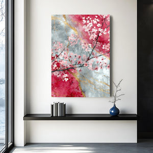 Marble Cherry Blossom Branch Art