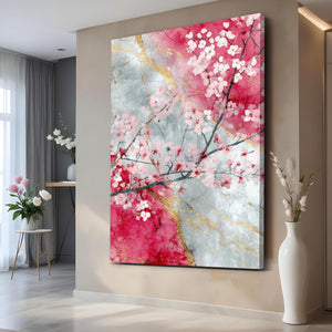 Marble Cherry Blossom Branch Art