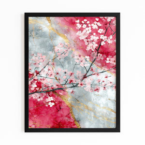 Marble Cherry Blossom Branch Art