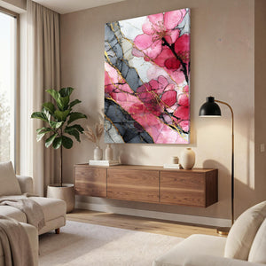 Marble Cherry Blossom Flower Art