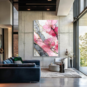 Marble Cherry Blossom Flower Art