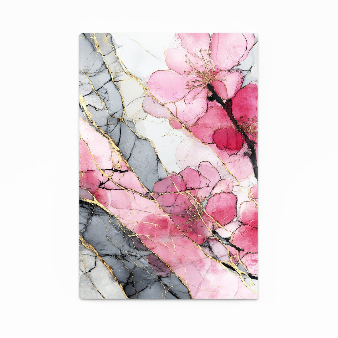 Marble Cherry Blossom Flower Art