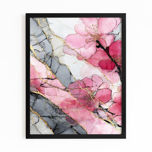 Marble Cherry Blossom Flower Art