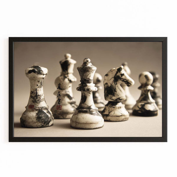 Metallic Chess Pieces Art