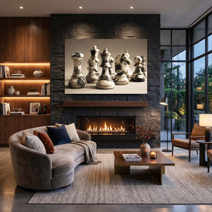 Metallic Chess Pieces Art