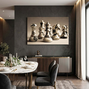 Metallic Chess Pieces Art