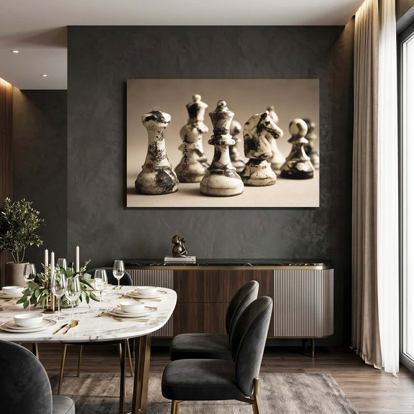 Metallic Chess Pieces Art