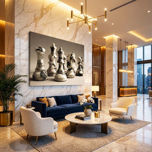 Metallic Chess Pieces Art