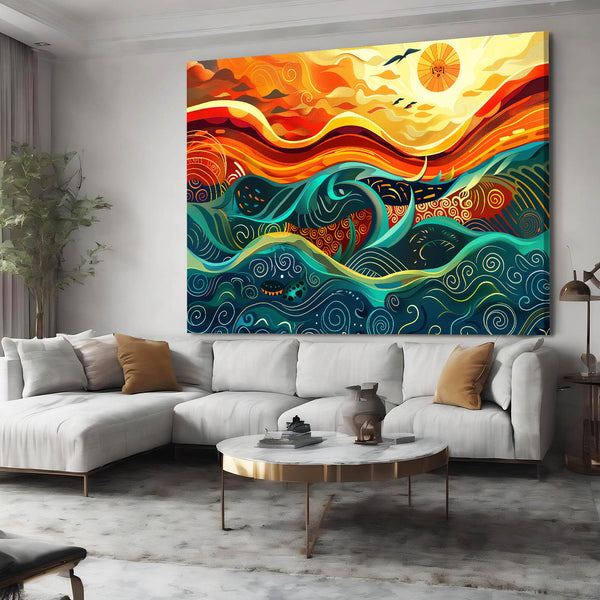 Mexican Wall Art Fiery Waves | MusaArtGallery™