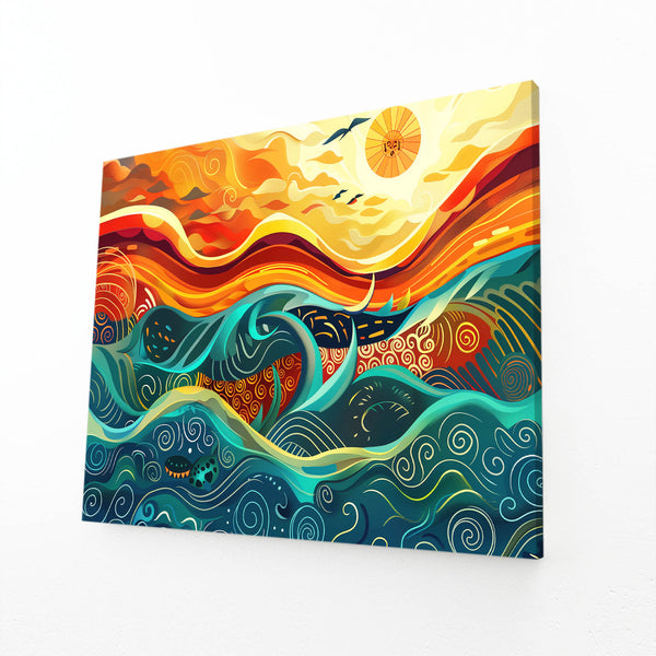 Mexican Wall Art Fiery Waves | MusaArtGallery™