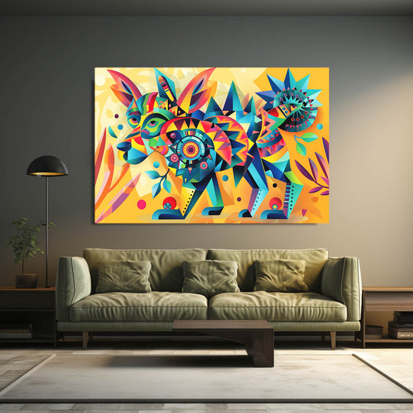 Mexican Wall Art Geometric Coyote | MusaArtGallery™