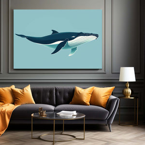 Minimalist Blue Whale Art | MusaArtGallery™