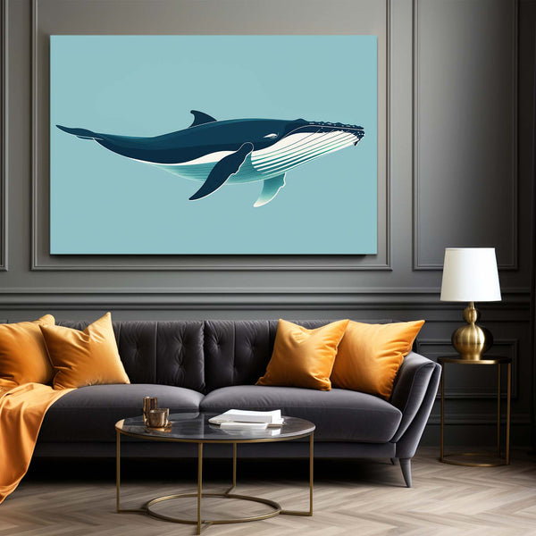 Minimalist Blue Whale Art | MusaArtGallery™