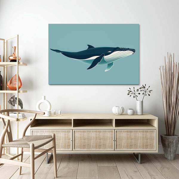 Minimalist Blue Whale Art | MusaArtGallery™