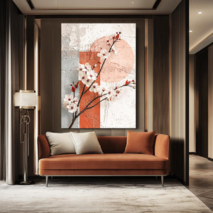 Minimalist Cherry Blossom Branch Wall Art