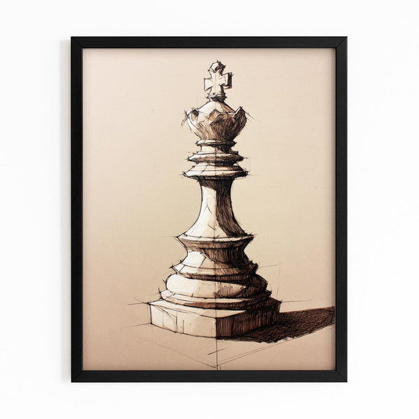 Minimalist King Chess Piece Art